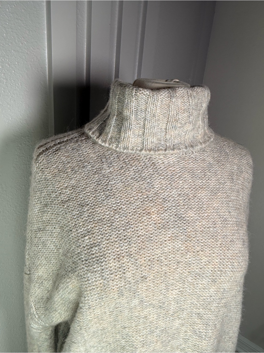 Marled Reunited Clothing XL Turtleneck Sweater Beige Knit Cozy Oversized Pullove - Picture 4 of 15